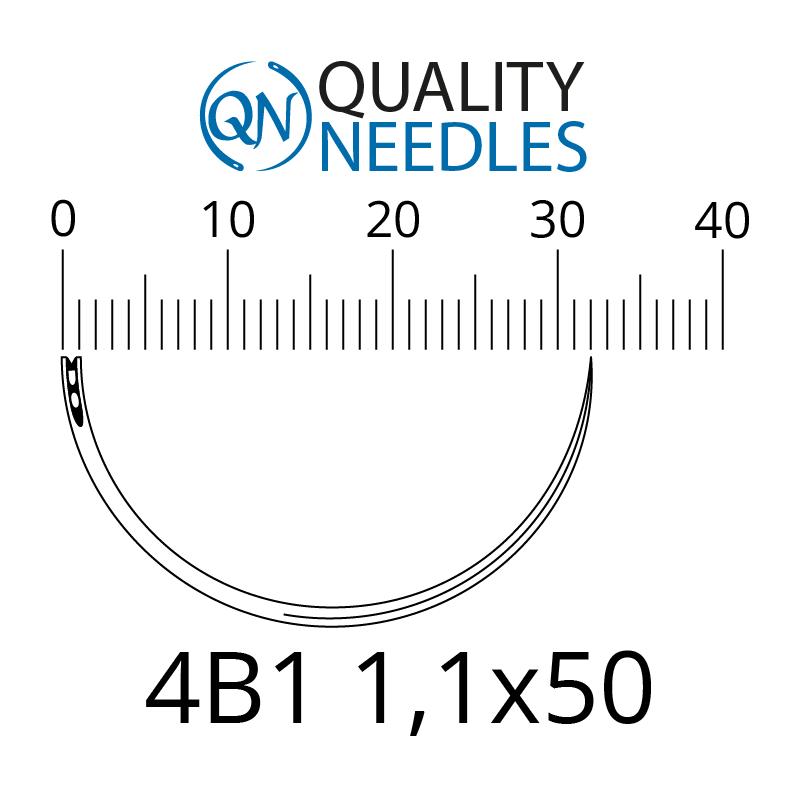 Голки хірургічні ріжучі, 4/8 (1/2), пружинне вушко, розмір 1,1х50 мм, 10 шт.